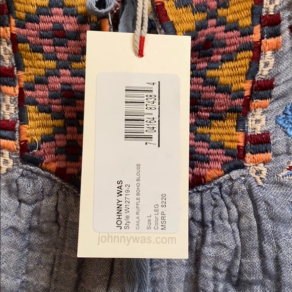 Johnny Was Caila ruffle boho blouse, size large - Picture 6 of 7